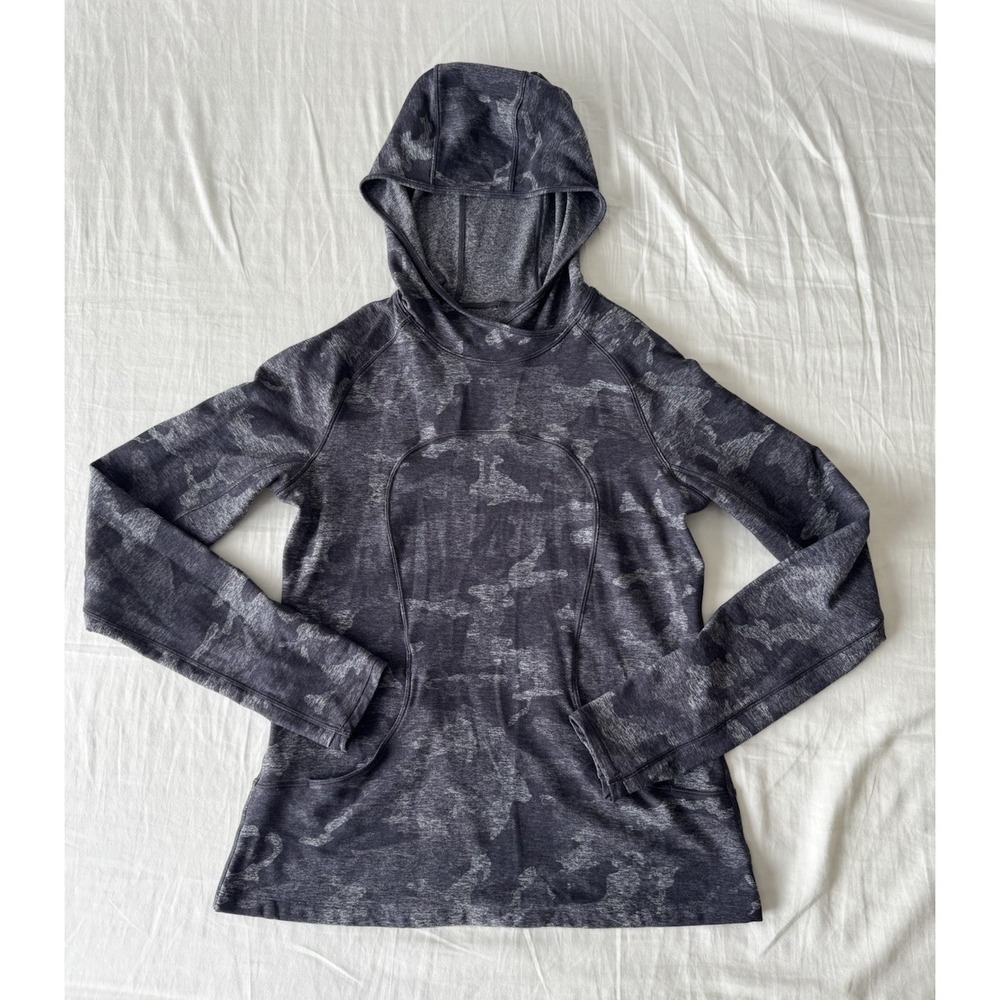 Lululemon On Repeat Rulu Hoodie Size 8 Incognito Camo Black Gym Sweatshirt